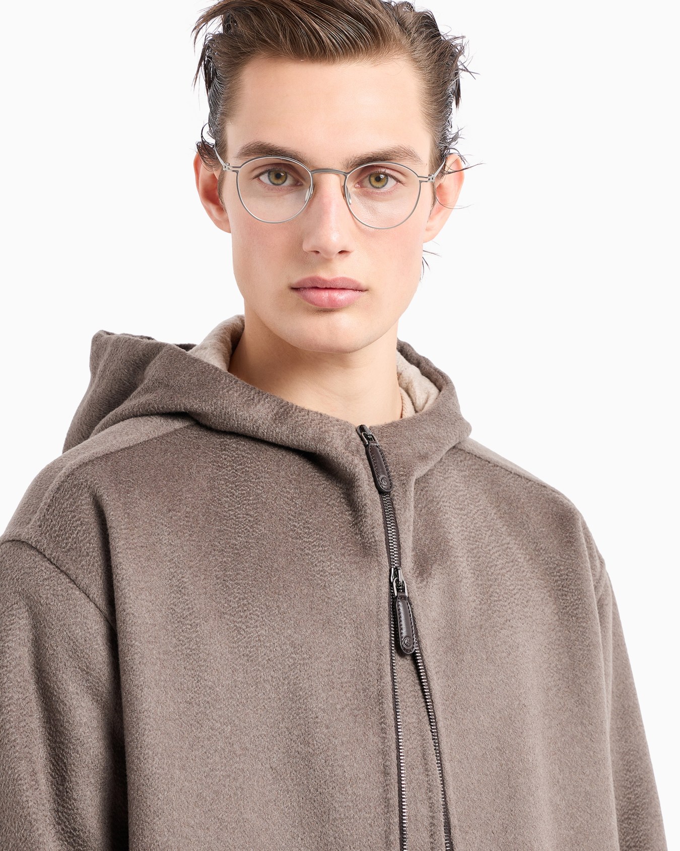 Hooded blouson in double cashmere Slide 5