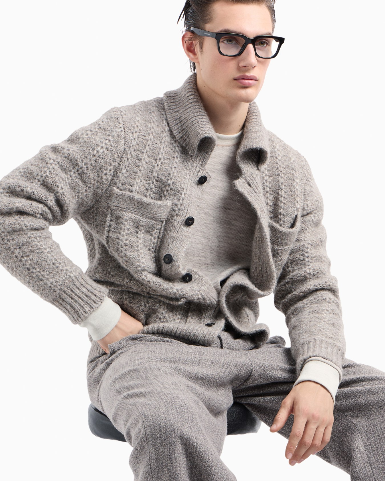 Alpaca and cotton cardigan Slide 6