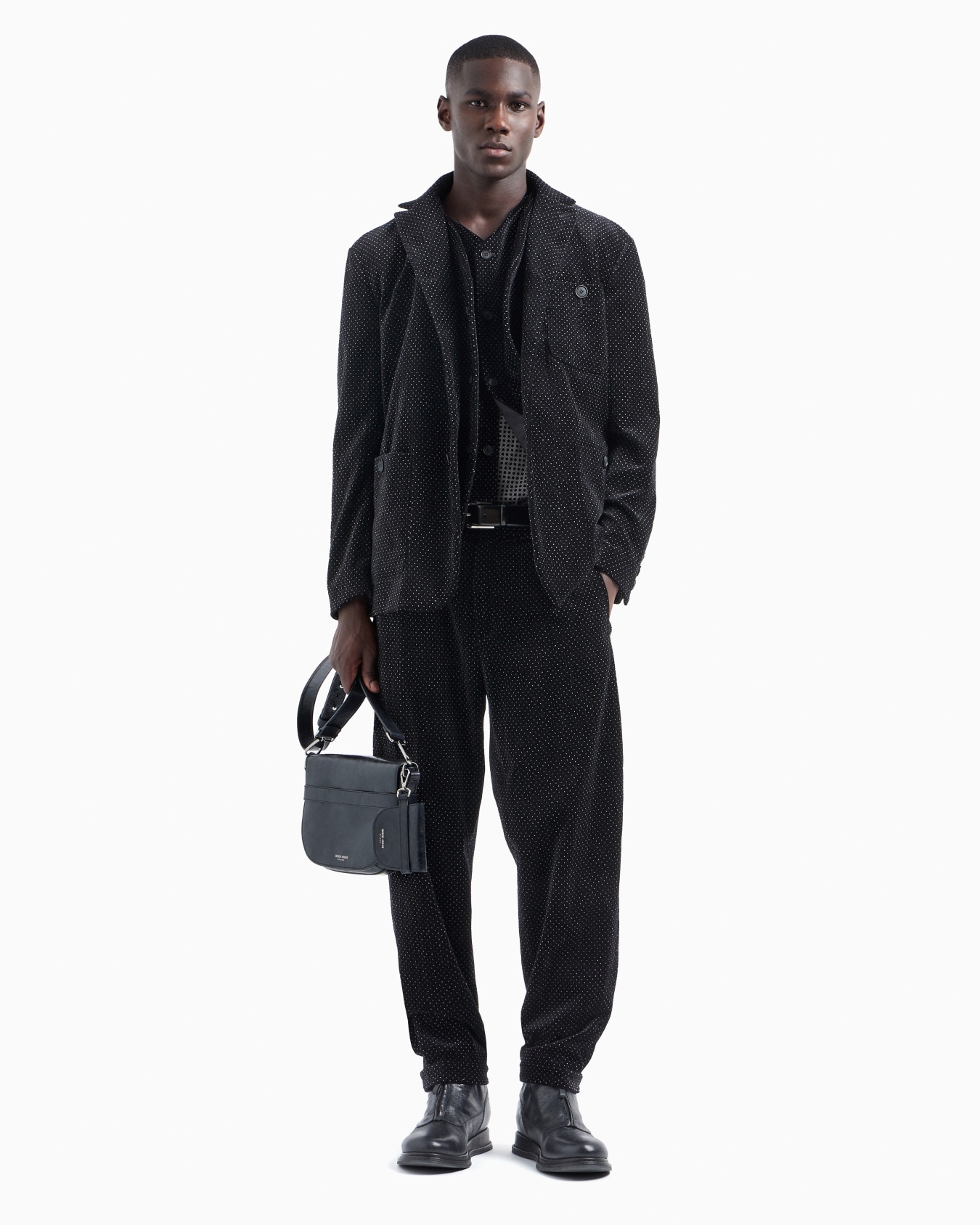 Single-breasted waistcoat in seersucker velvet with a polka-dot motif Slide 4