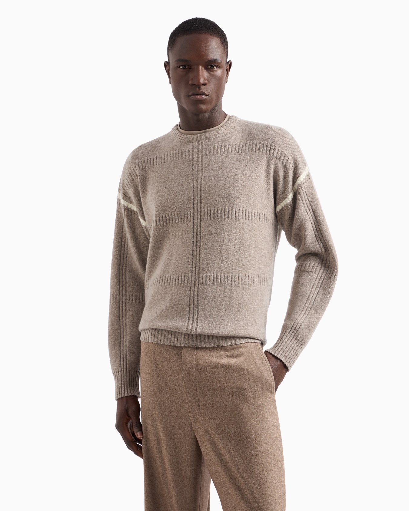 Crew-neck jumper in virgin wool and cashmere Slide 1