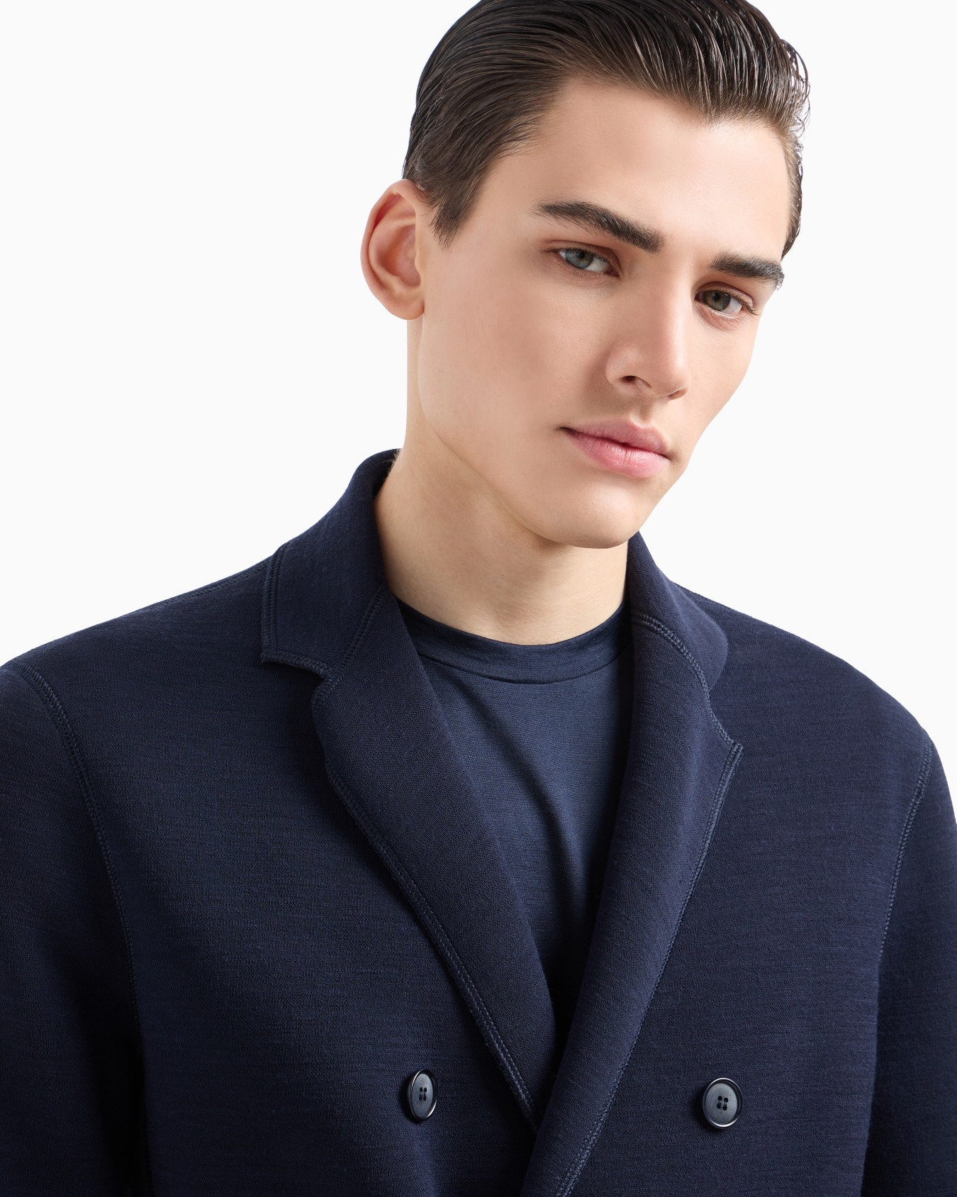 Giacca doppiopetto in panno di misto lana Slide 4