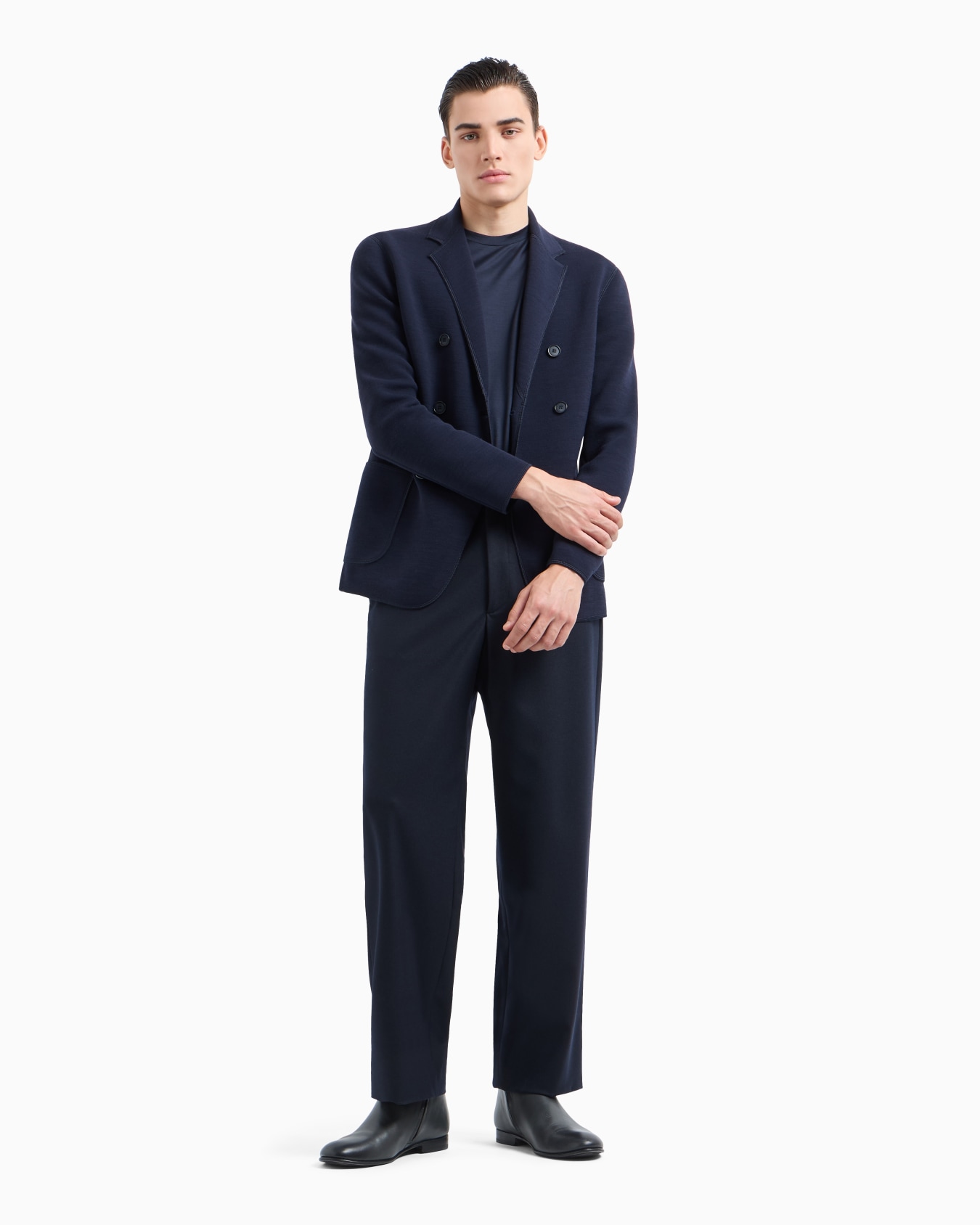 Giacca doppiopetto in panno di misto lana Slide 3