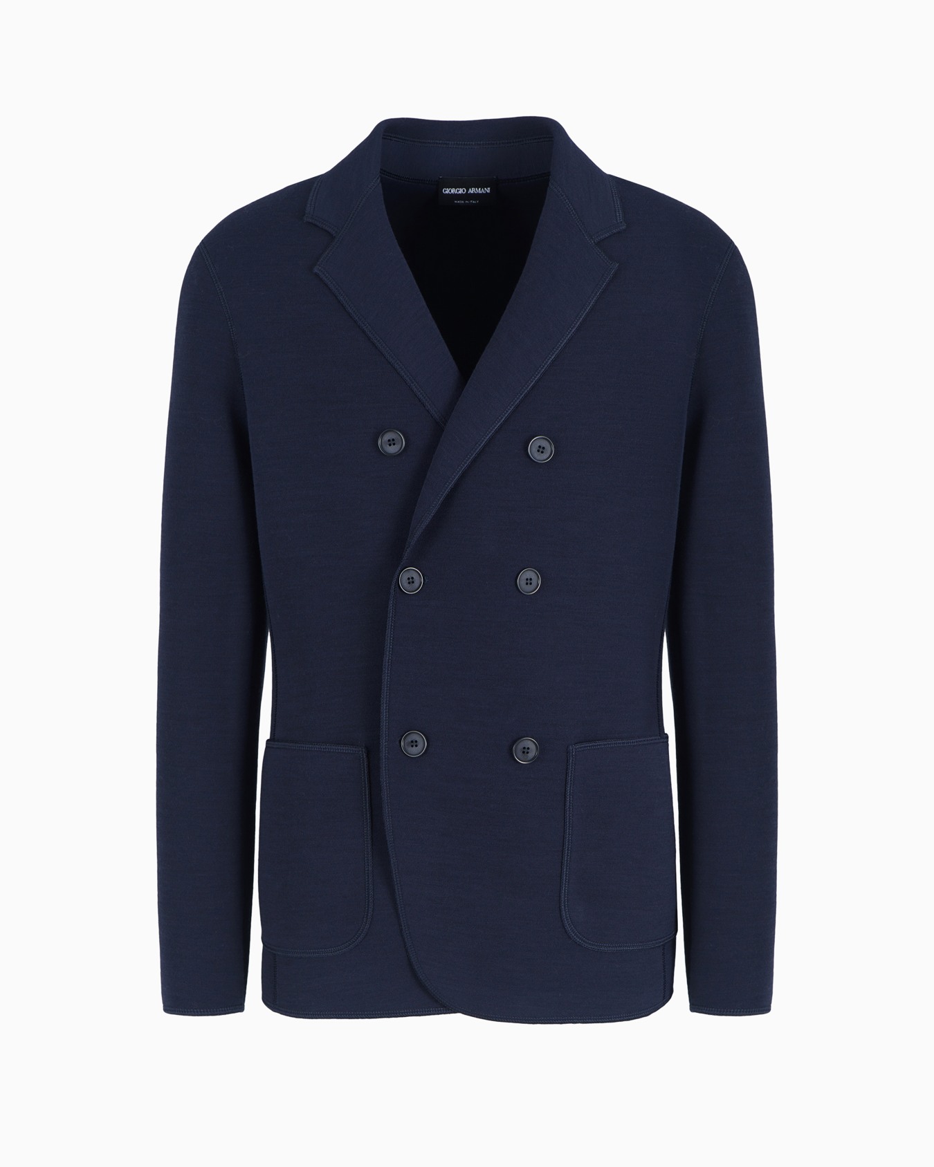 Giacca doppiopetto in panno di misto lana Slide 0