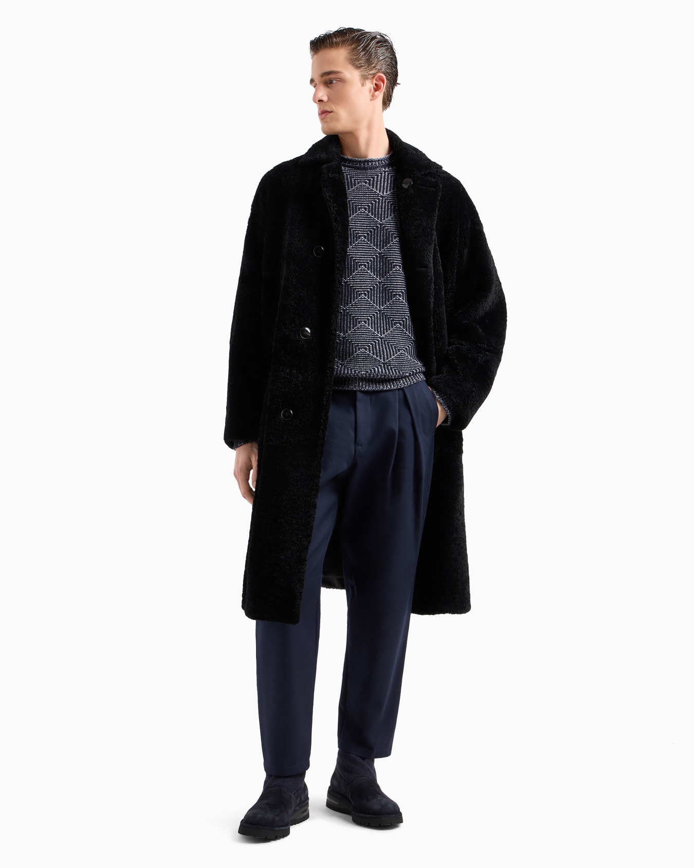 Pull ras-du-cou en cachemire jacquard Diapositive 3