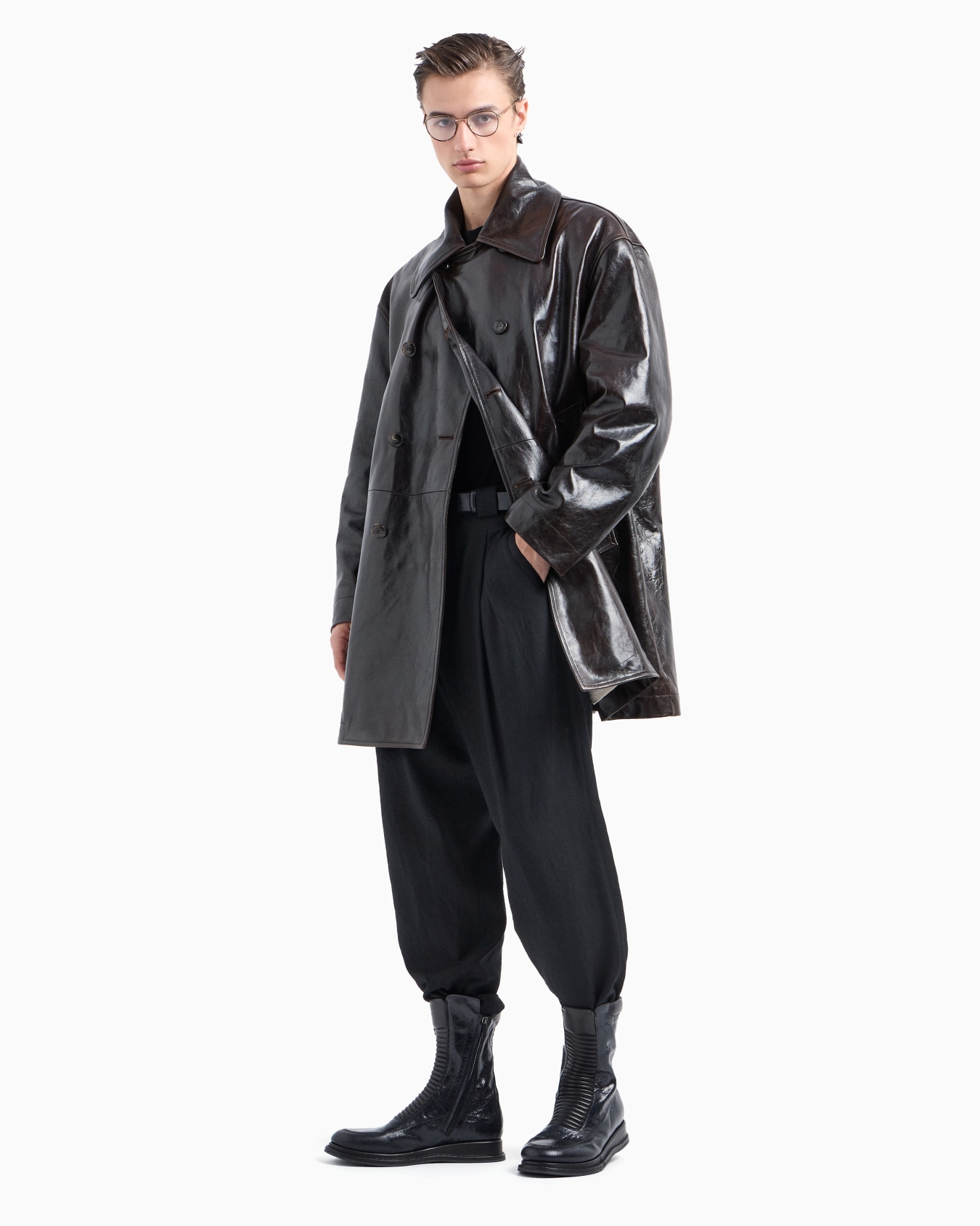 Caban lungo in nappa Slide 4