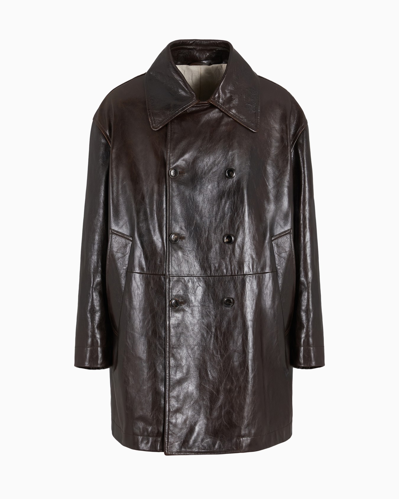 Caban lungo in nappa Slide 0