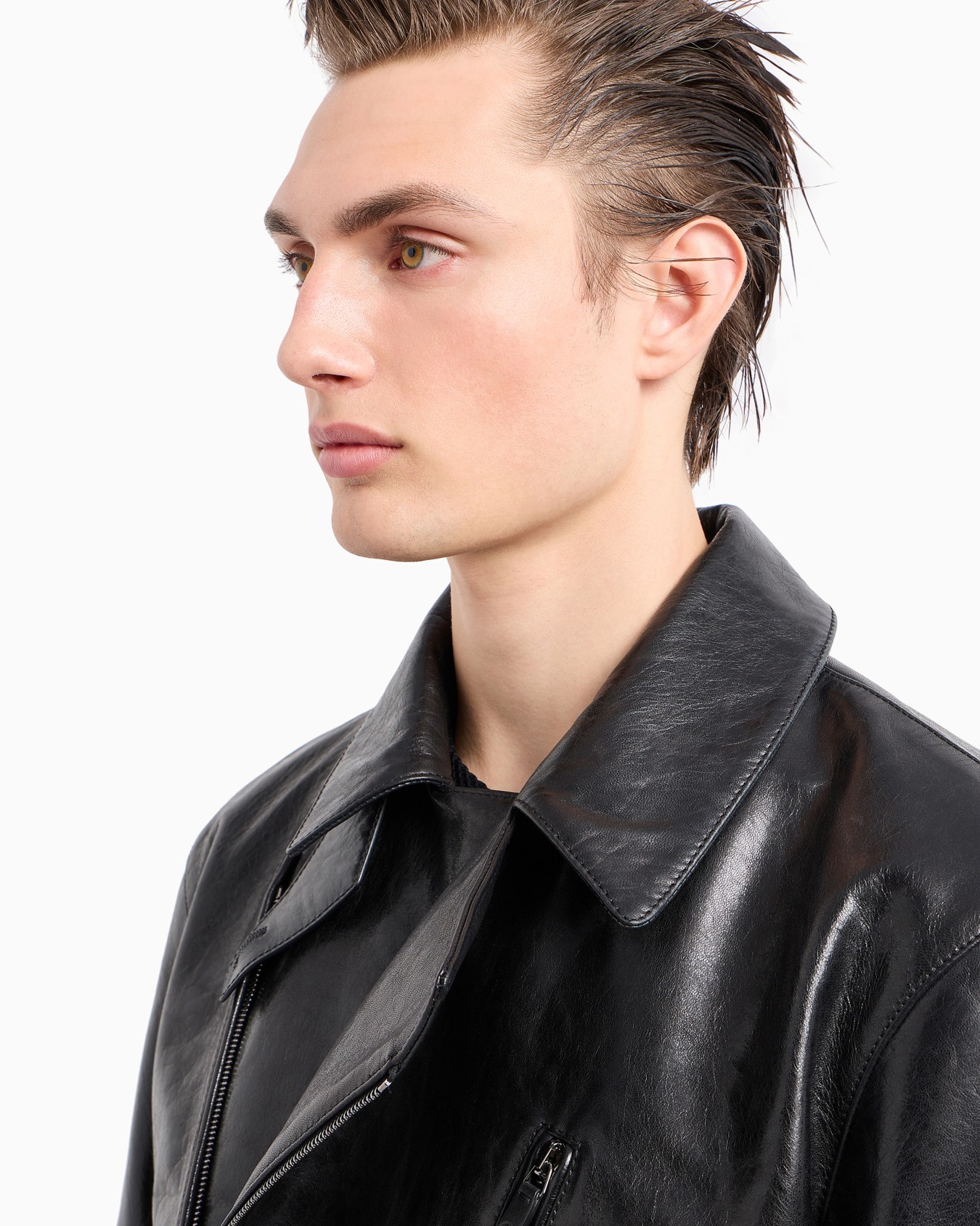 Nappa leather biker jacket Slide 4