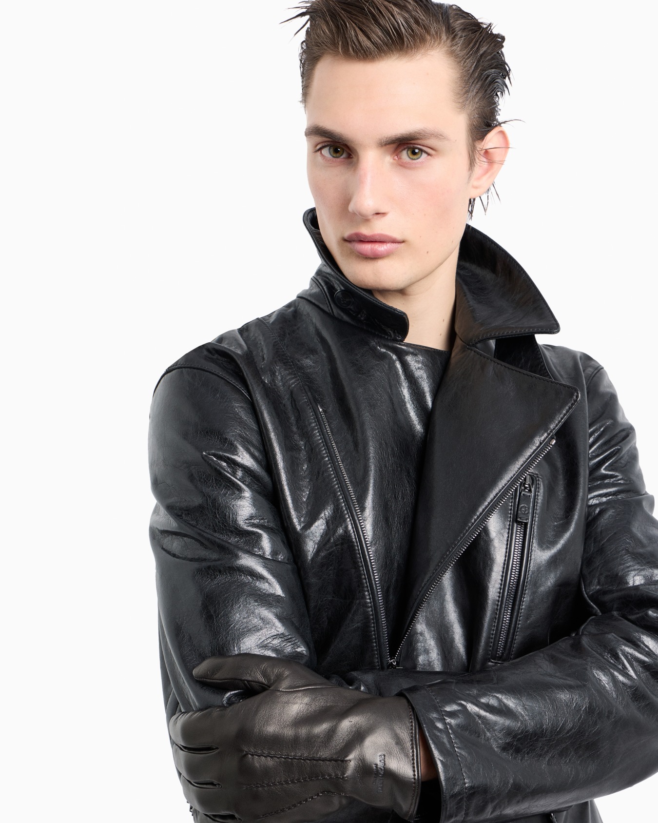 Nappa leather biker jacket Slide 5