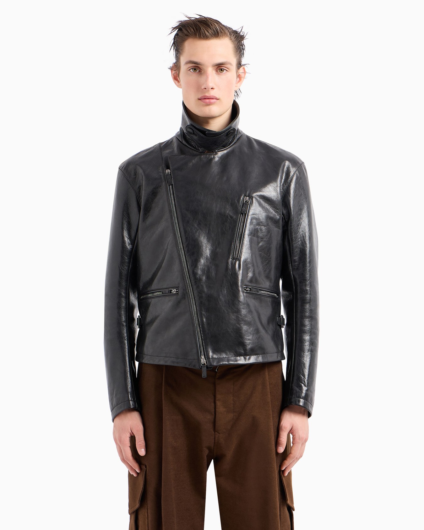 Nappa leather biker jacket Slide 1