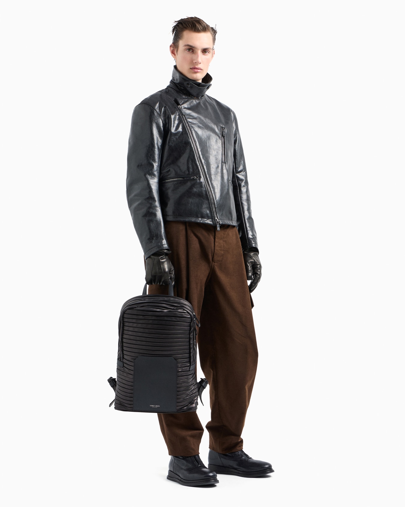 Nappa leather biker jacket Slide 3