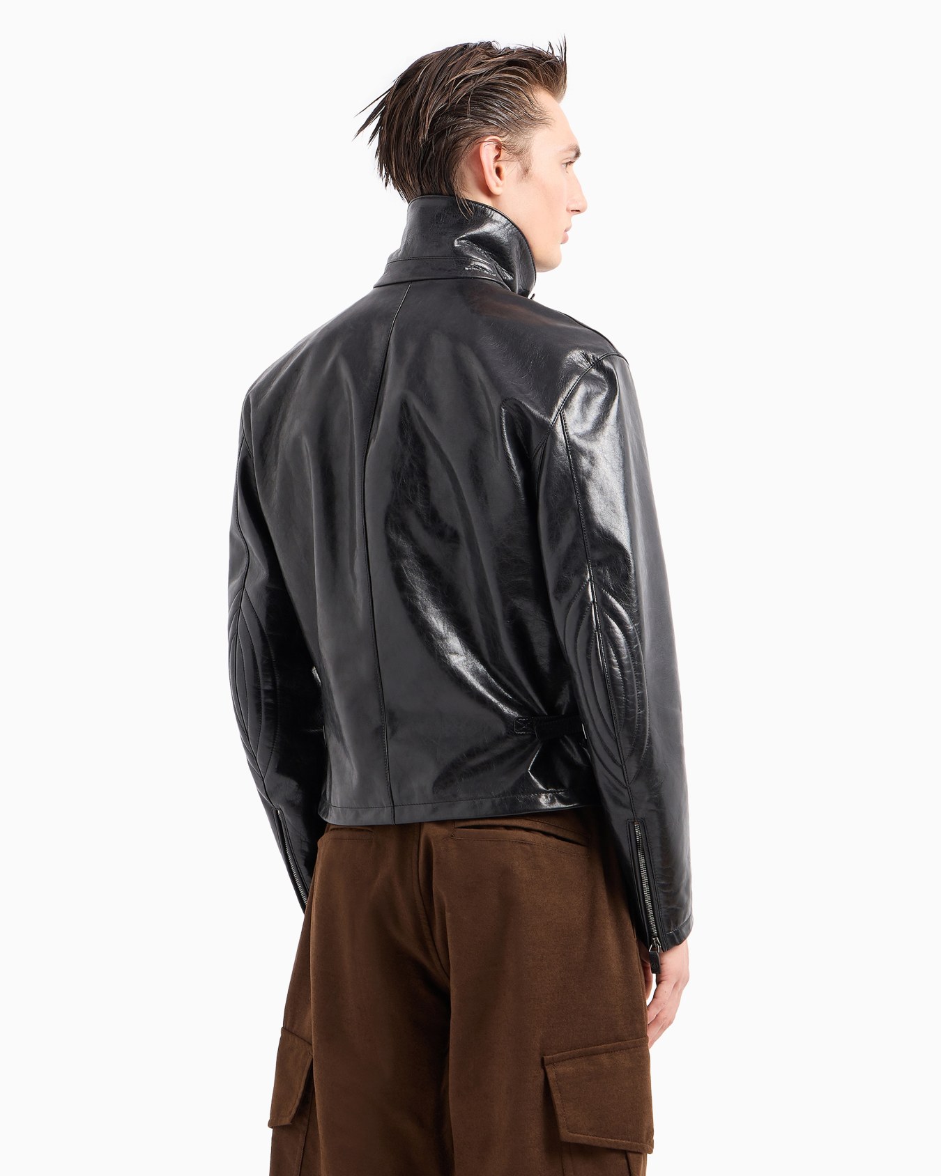 Nappa leather biker jacket Slide 2