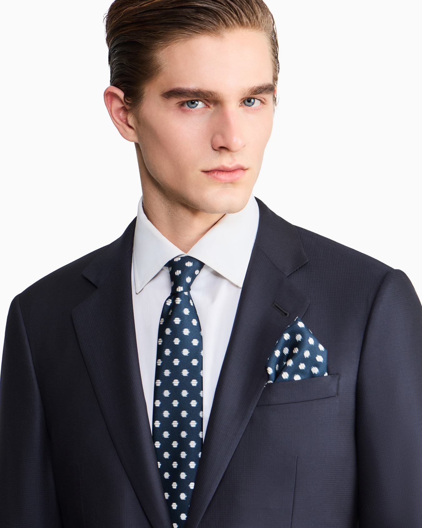 ASV Manhattan Line single-breasted suit in micro-armure virgin wool Slide 3