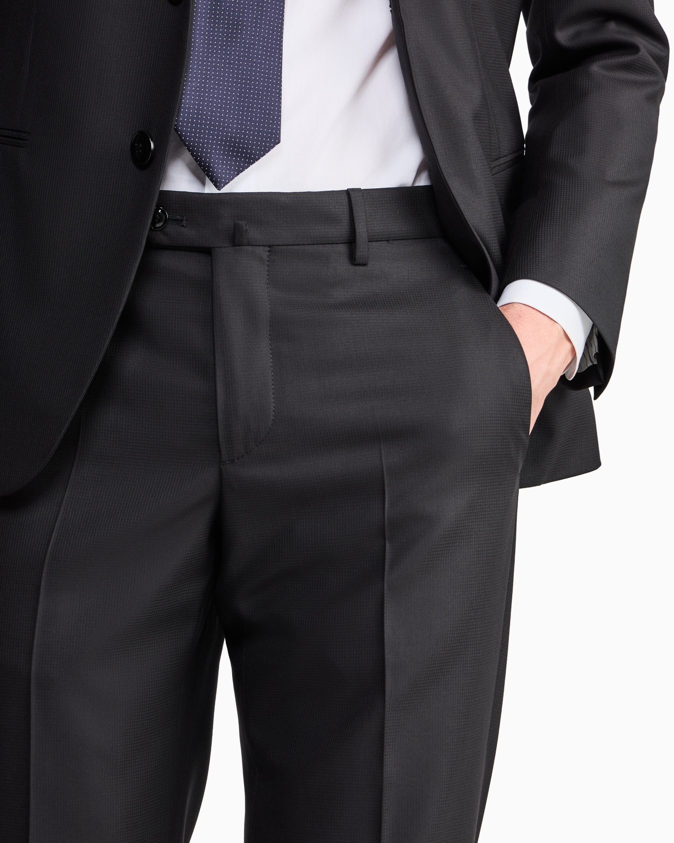 ASV Manhattan Line single-breasted suit in micro-armure virgin wool Slide 4