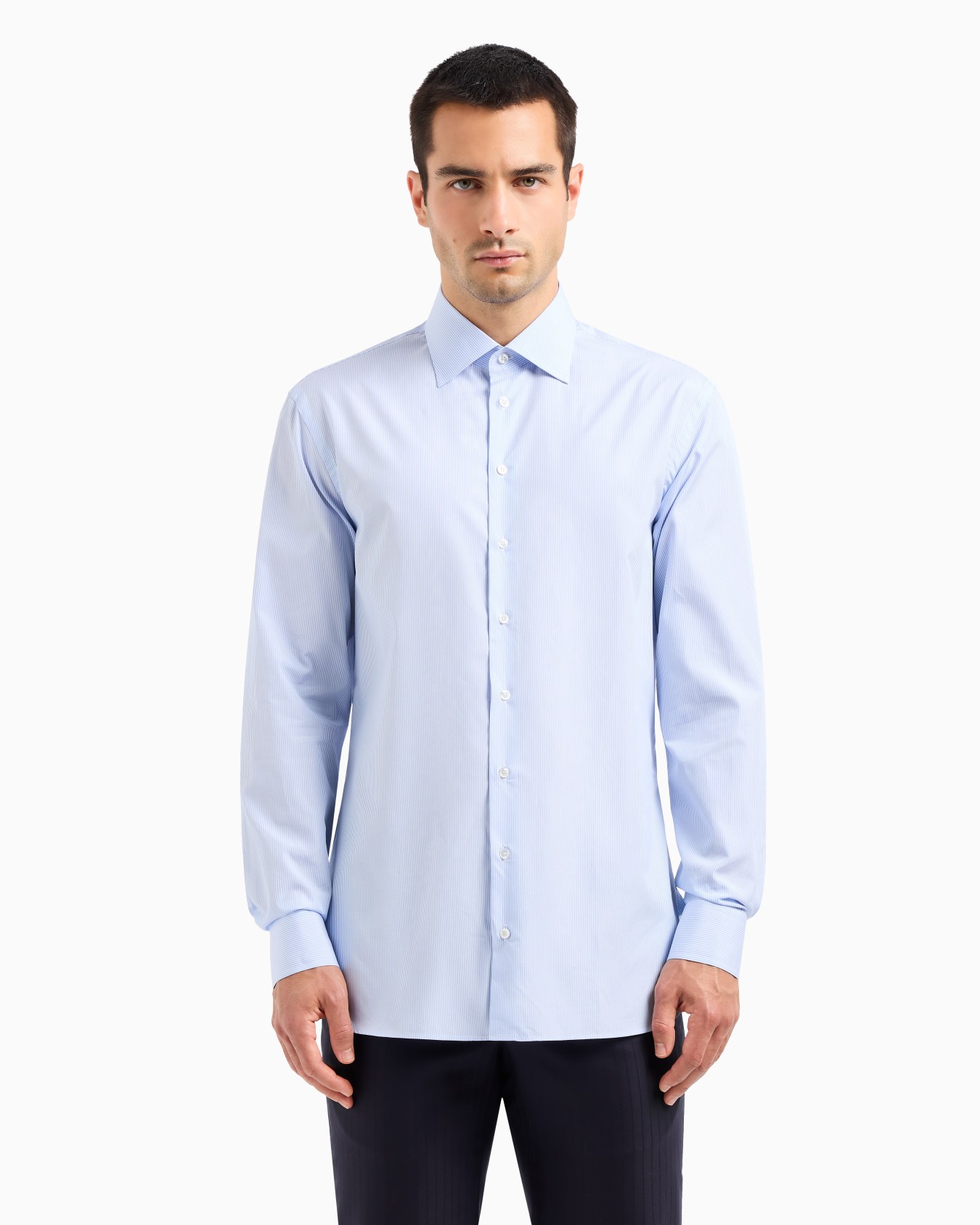 Chemise coupe classique en coton de luxe à rayures Diapositive 1