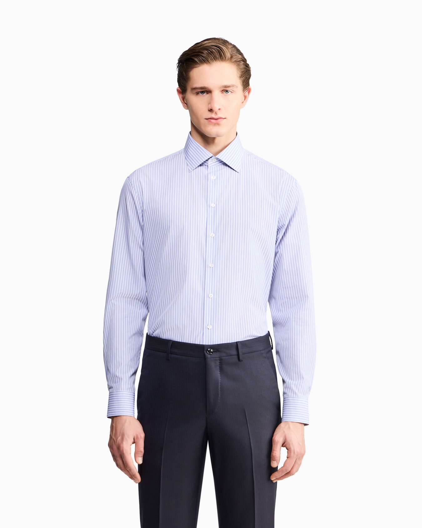 Regular-fit shirt in luxury striped cotton Slide 3