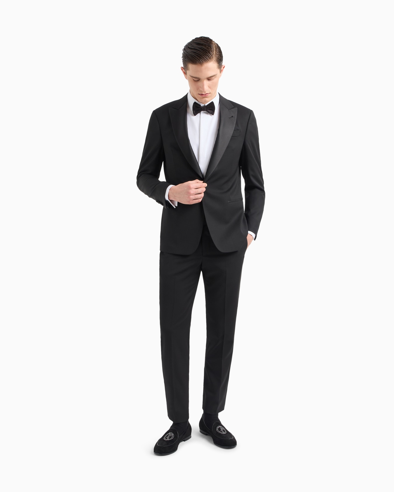 Cotton tuxedo shirt with pleated detail Slide 1