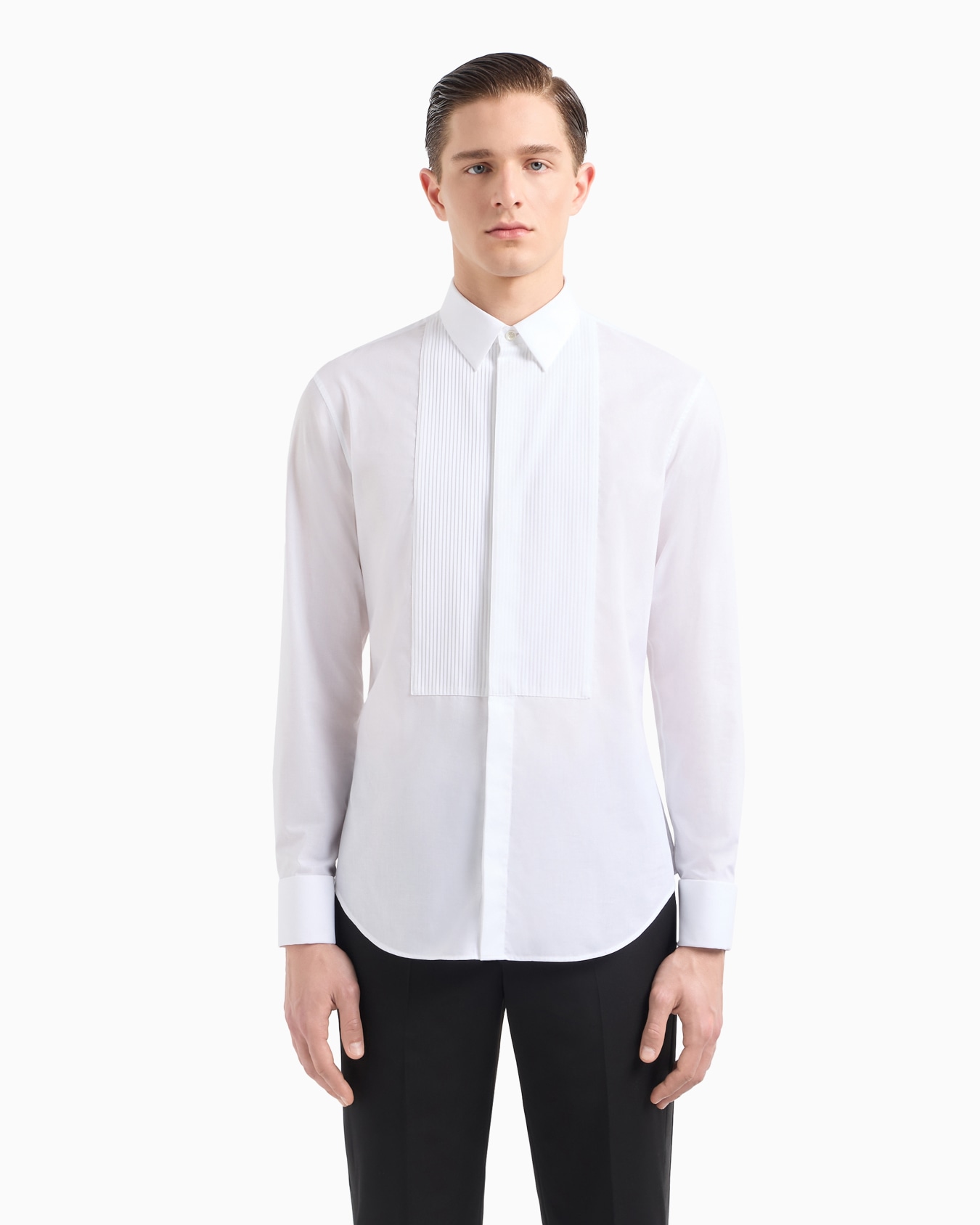 Cotton tuxedo shirt with pleated detail Slide 3