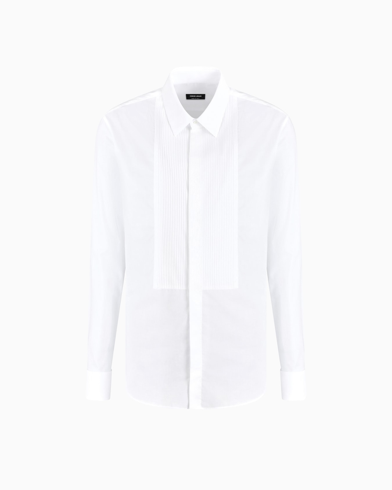 Cotton tuxedo shirt with pleated detail Slide 0