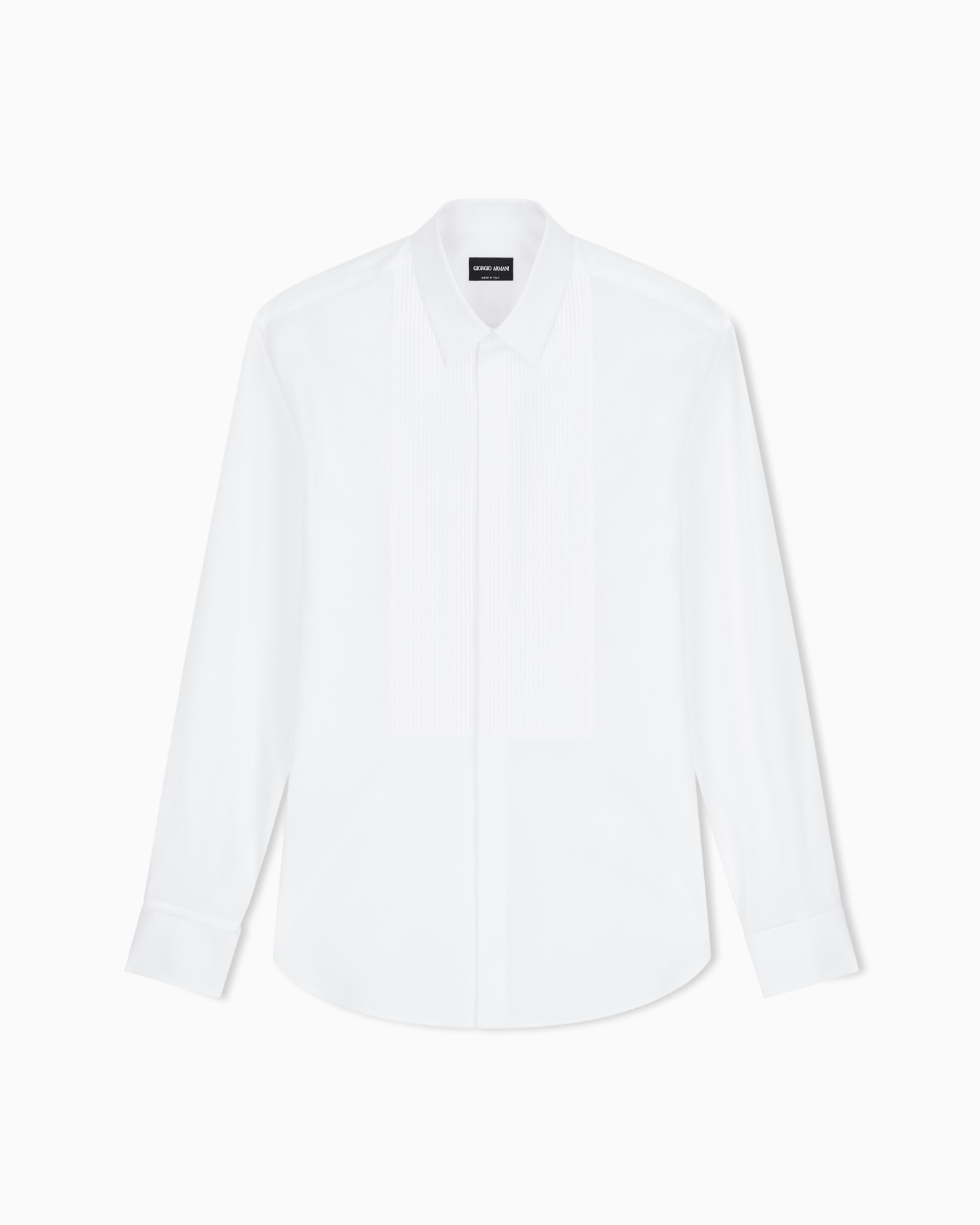 Cotton tuxedo shirt with pleated detail Slide 0