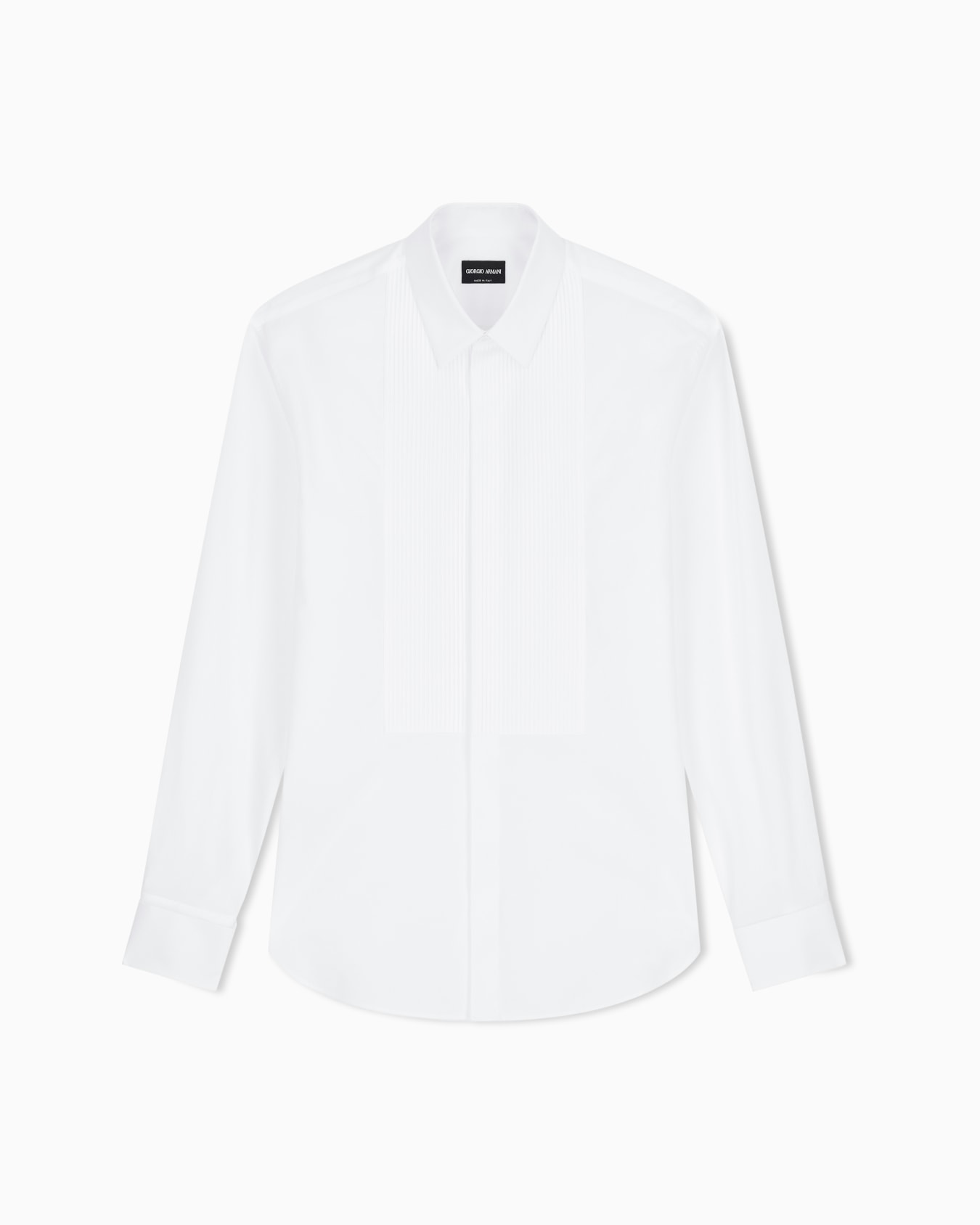 Cotton tuxedo shirt with pleated detail Slide 0