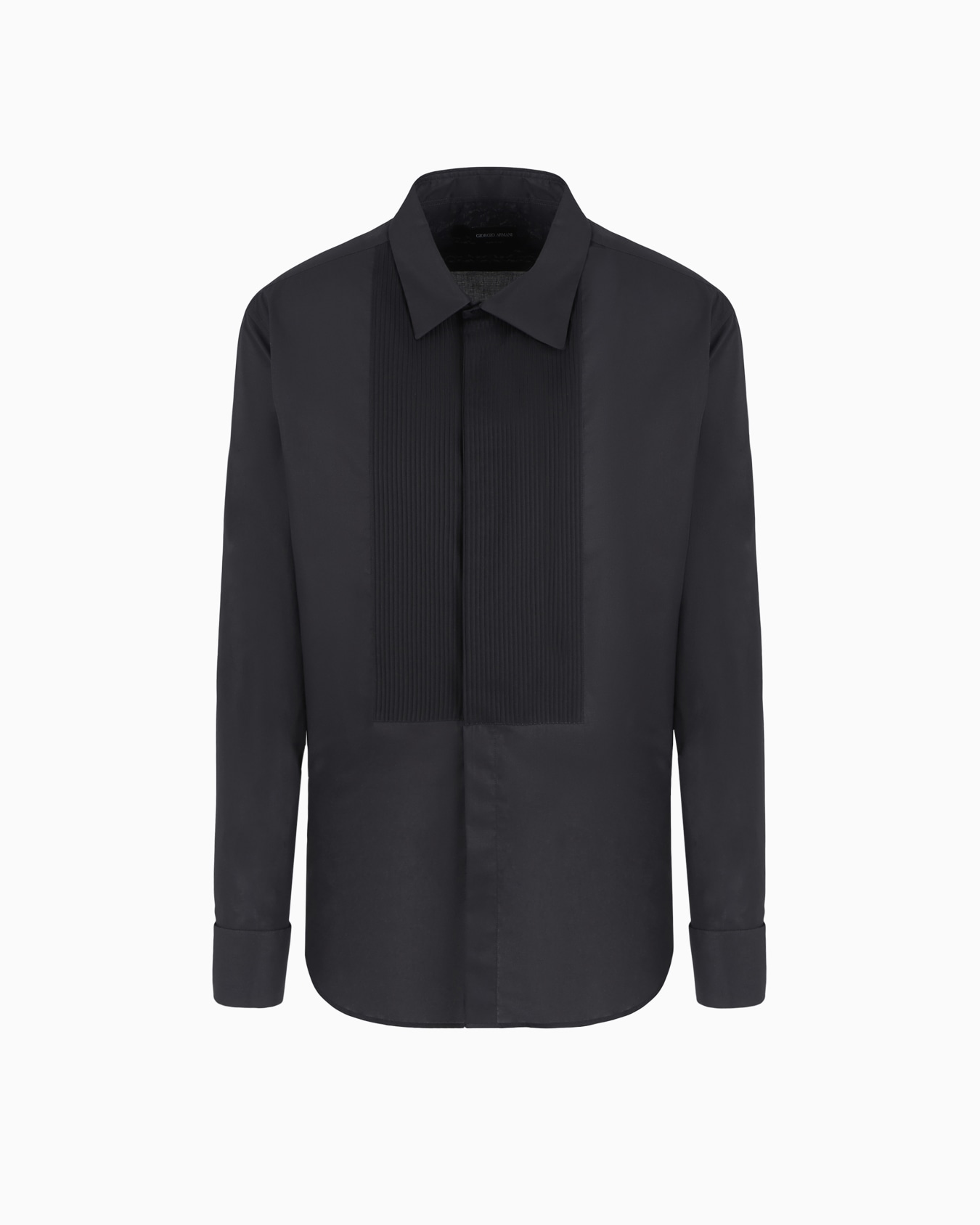Cotton tuxedo shirt with pleated detail Slide 0
