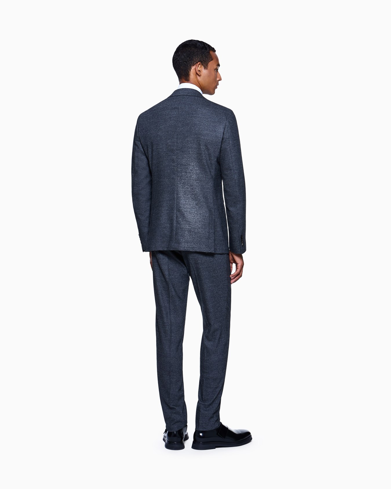 Napoli Line double-breasted suit in denim-effect virgin wool and cashmere Slide 2