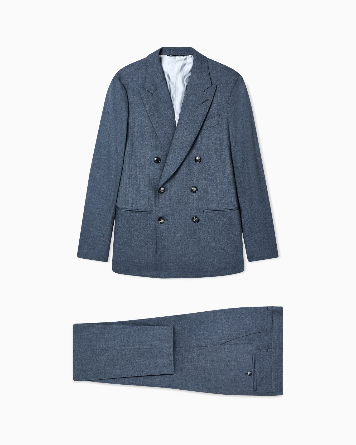 Napoli Line double-breasted suit in mélange cashmere and silk Slide 0