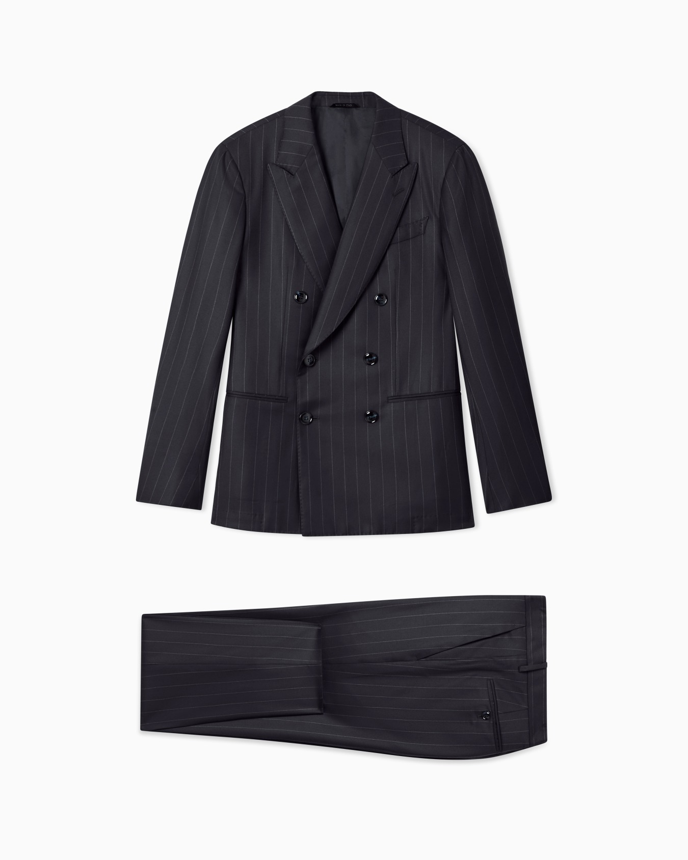 Napoli Line double-breasted pinstriped suit in virgin wool Slide 0
