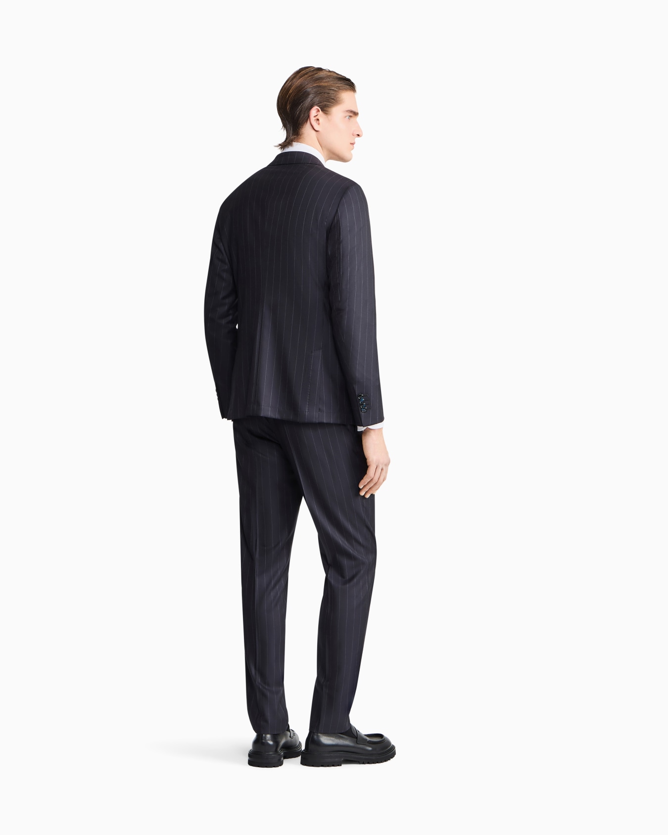 Napoli Line double-breasted pinstriped suit in virgin wool Slide 2