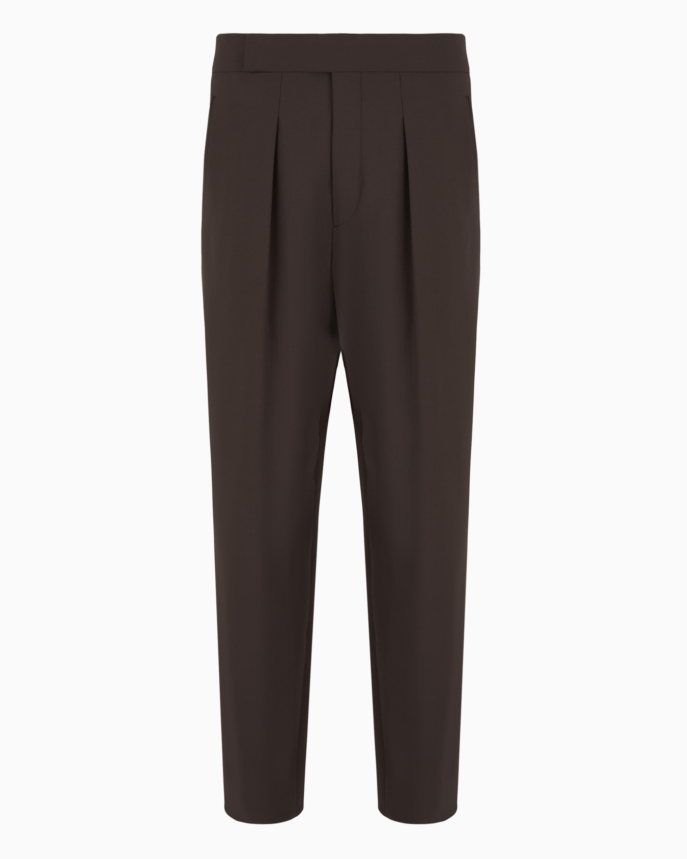 Single-pleat, pure wool-crêpe trousers Slide 0