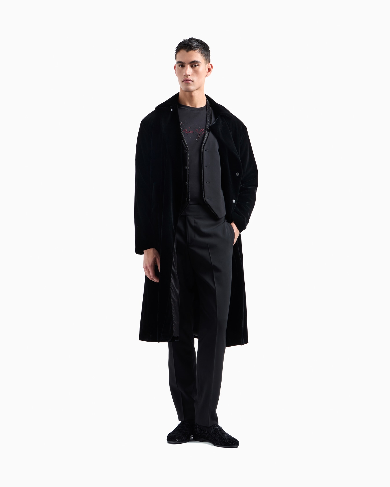 Giorgio's long velvet coat Slide 2