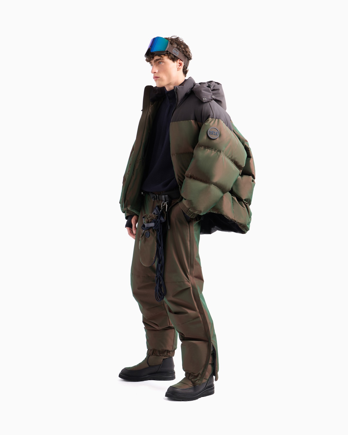 Giorgio Armani Neve hooded down jacket in iridescent fabric Slide 2