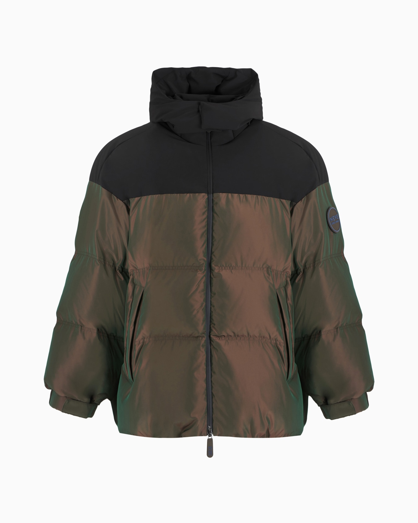 Giorgio Armani Neve hooded down jacket in iridescent fabric Slide 0