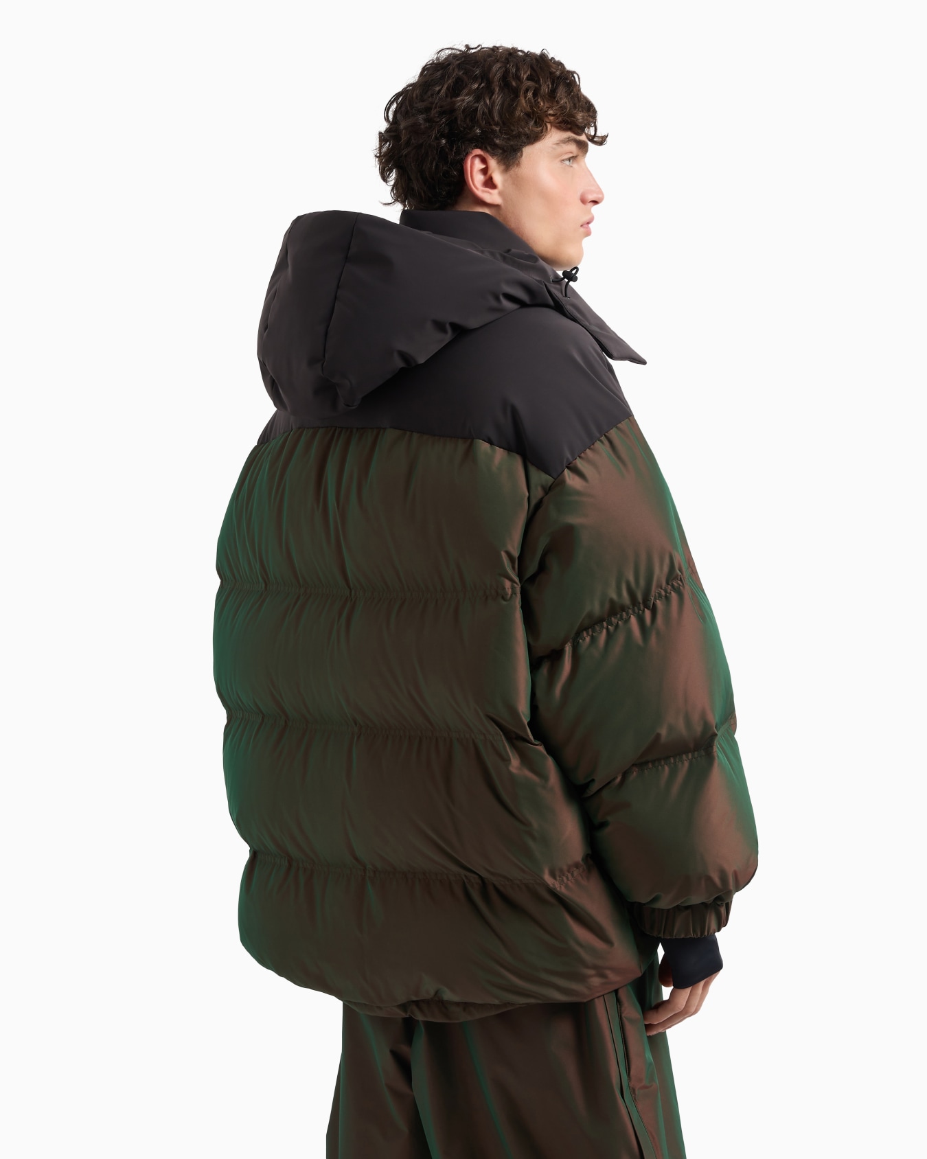 Giorgio Armani Neve hooded down jacket in iridescent fabric Slide 3