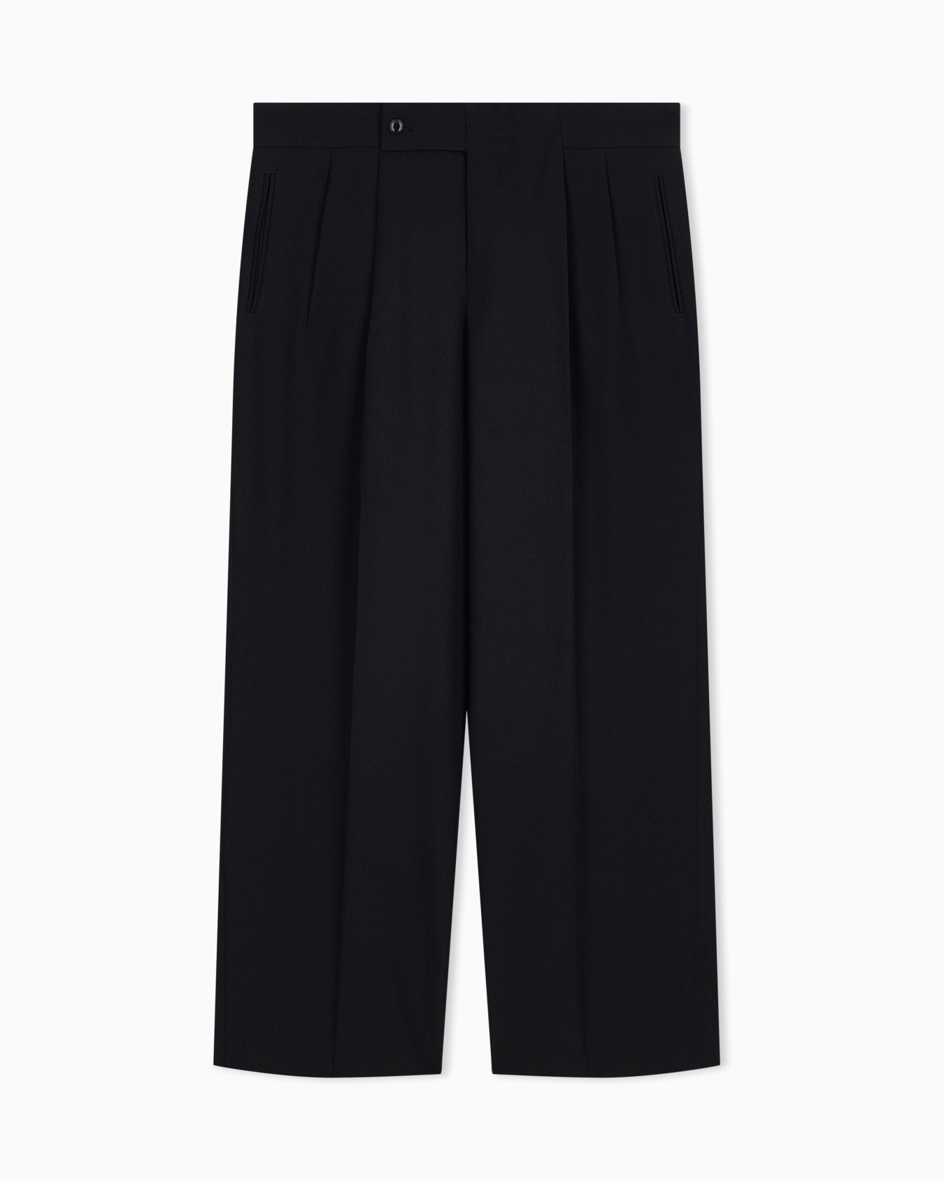 Tailored two-pleat trousers in pure virgin wool crepe Slide 0
