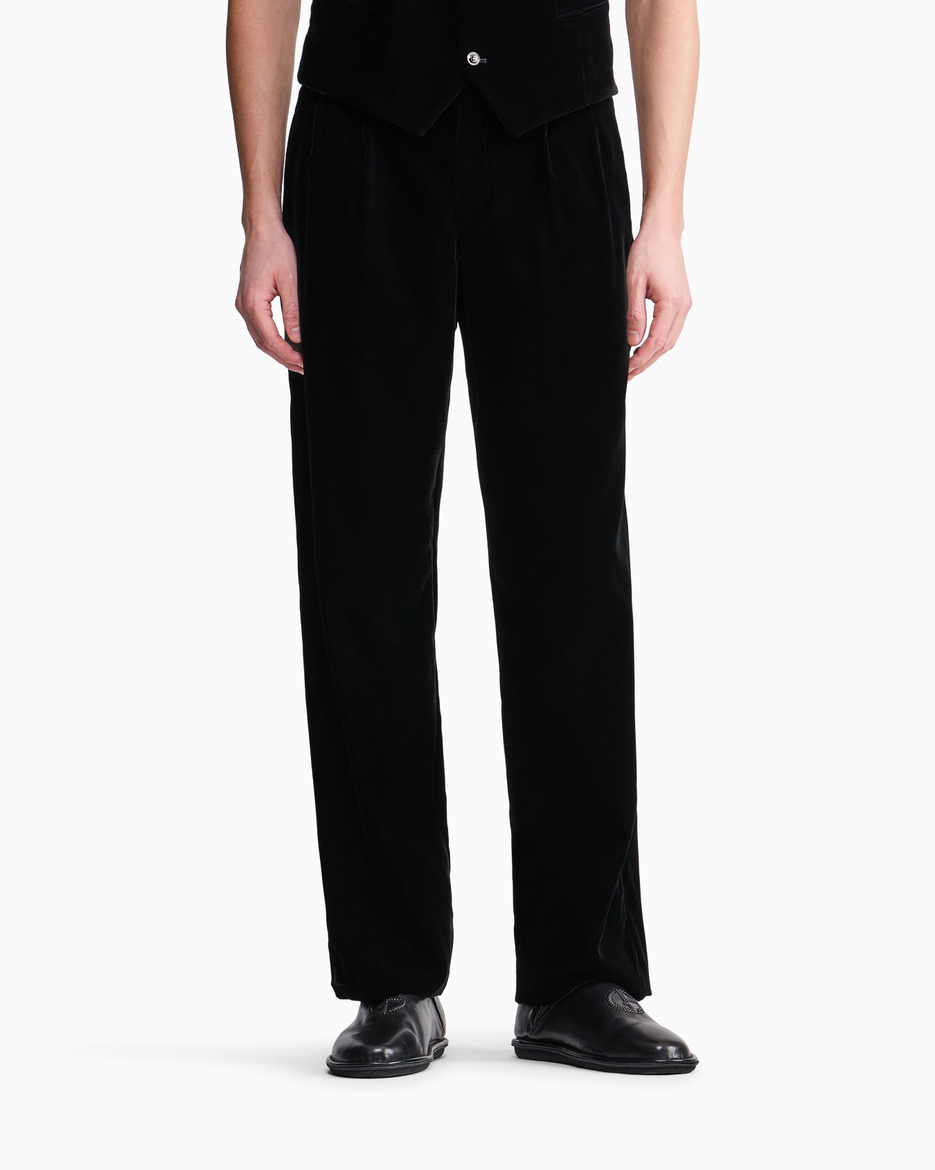 Oversized trousers in smooth stretch velvet | Giorgio Armani