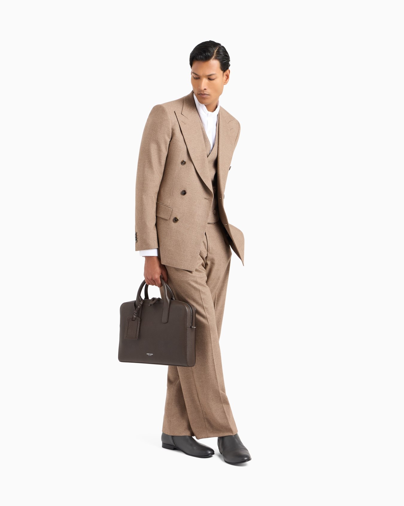 Royal Line double-breasted suit in stretch virgin wool and cashmere Slide 1