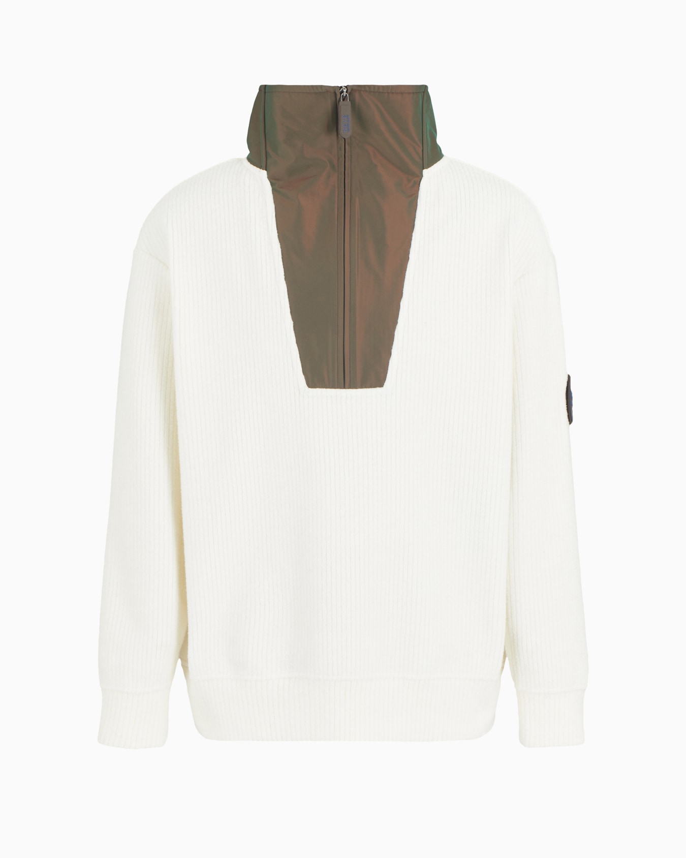 Giorgio Armani Neve three-quarter zip sweatshirt in ribbed cotton and cashmere Slide 0