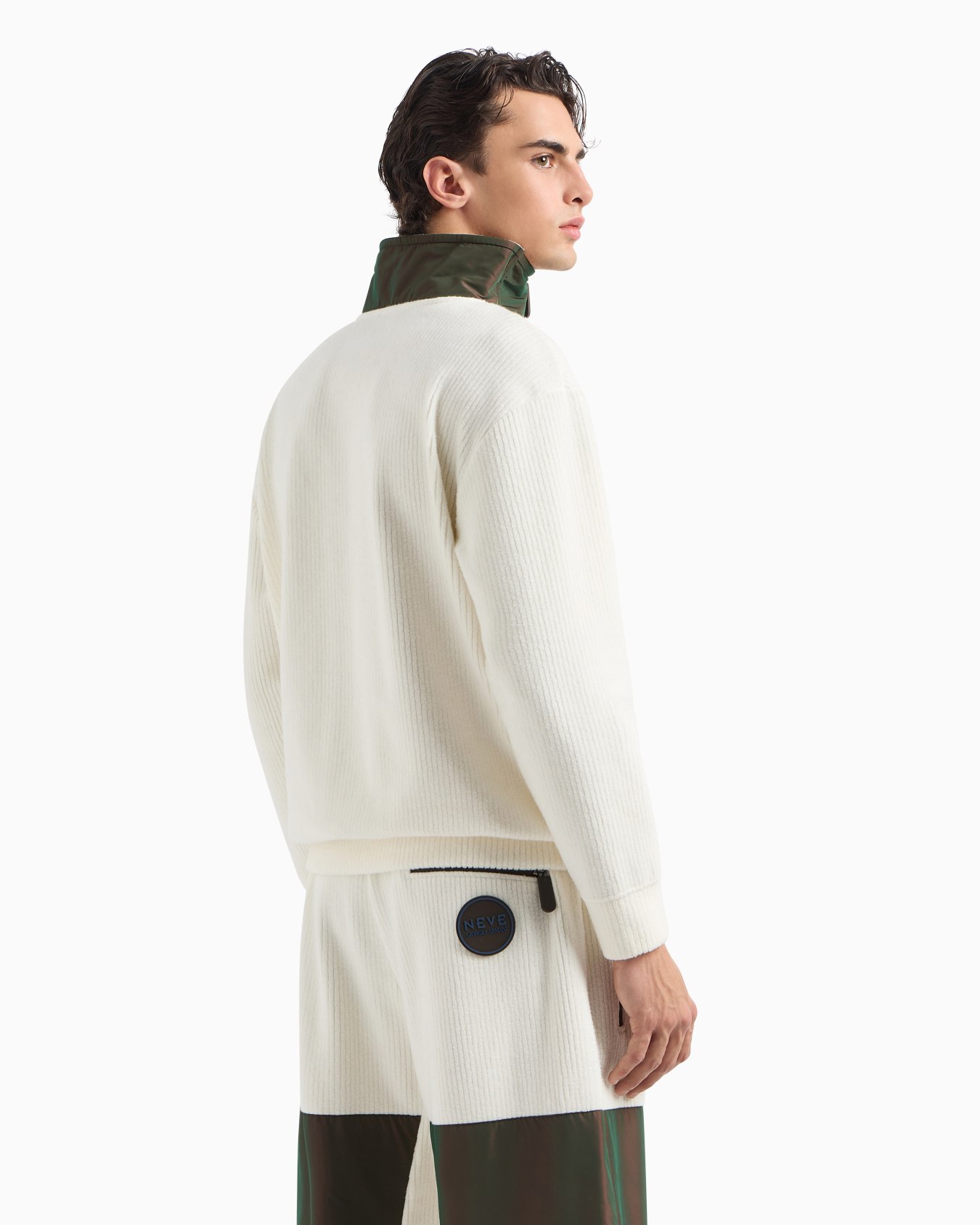 Giorgio Armani Neve three-quarter zip sweatshirt in ribbed cotton and cashmere Slide 2