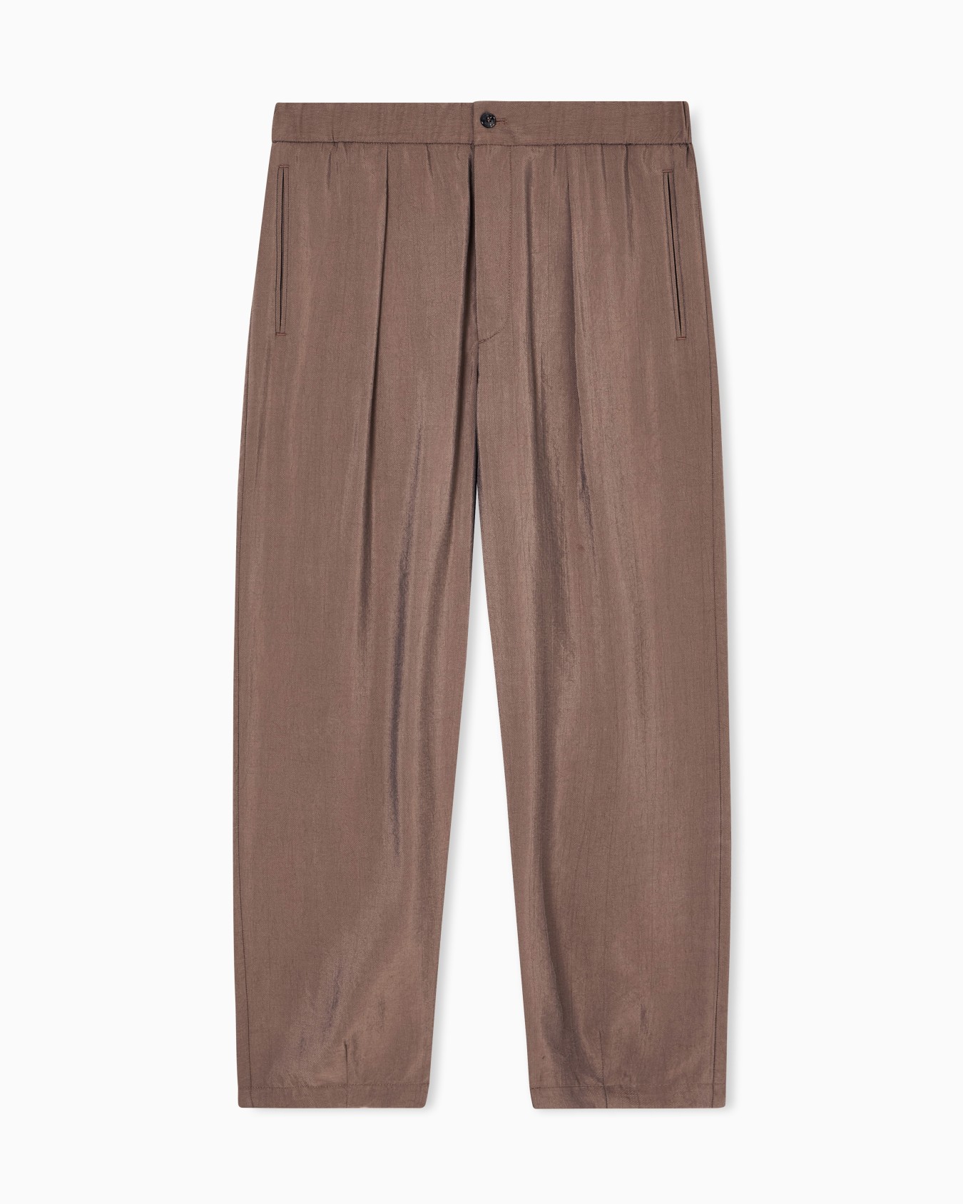 Washed, silk-blend, single-pleat trousers Slide 0