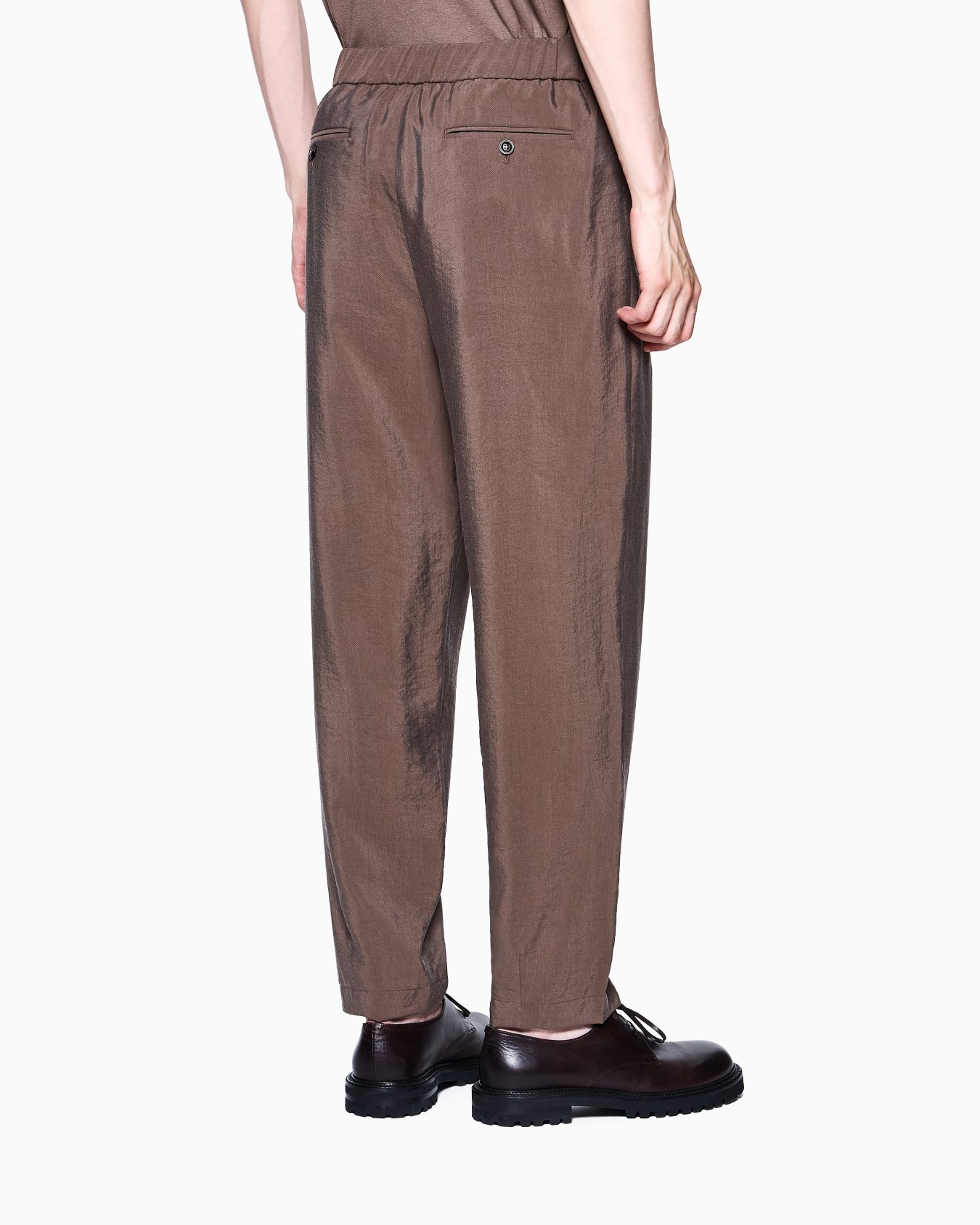 Washed, silk-blend, single-pleat trousers Slide 2