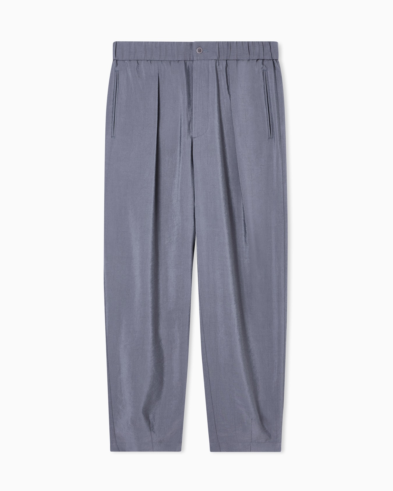 Washed, silk-blend, single-pleat trousers Slide 0
