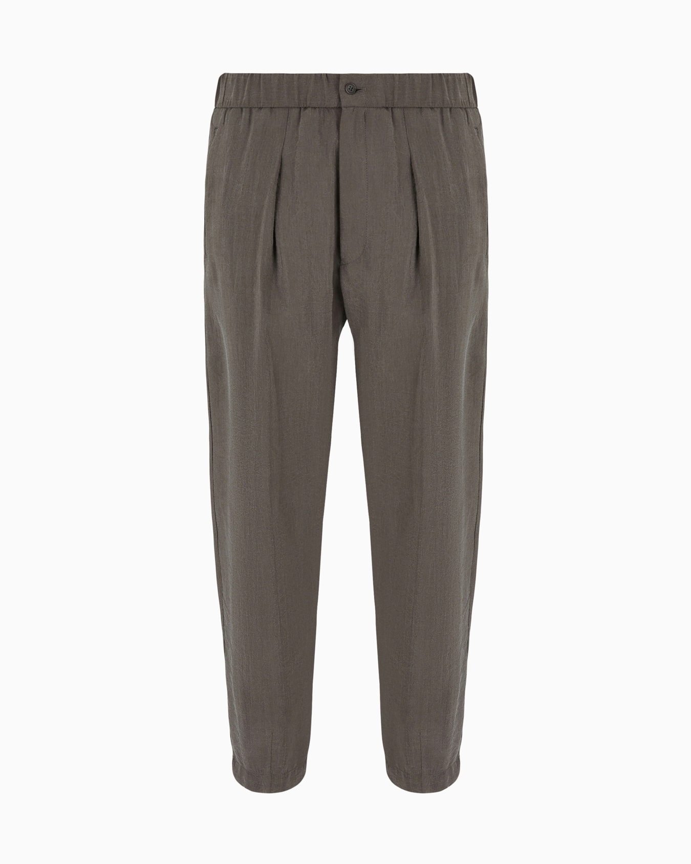 Washed, silk-blend, single-pleat trousers Slide 0