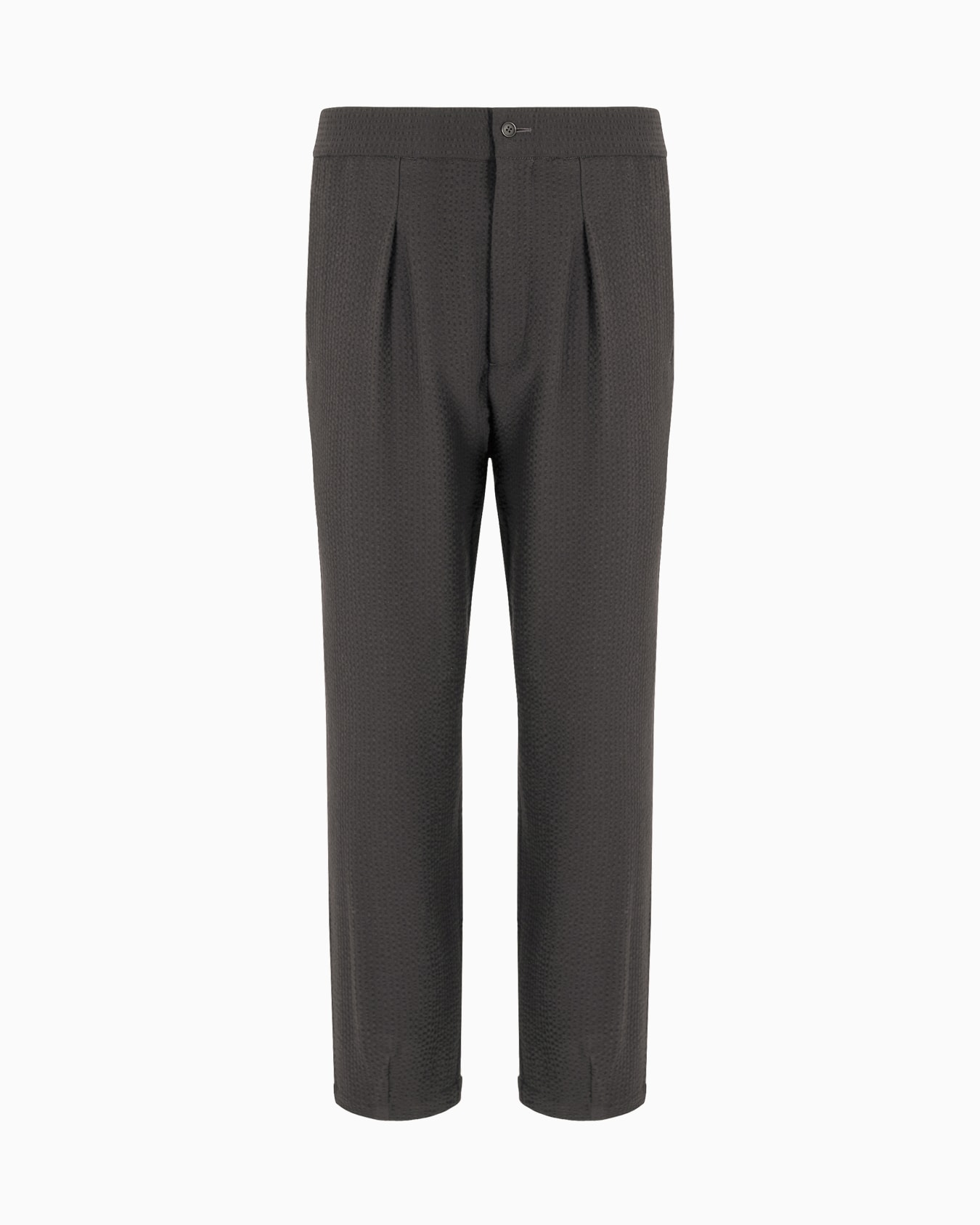 Single-pleat, virgin wool and cashmere seersucker trousers Slide 0