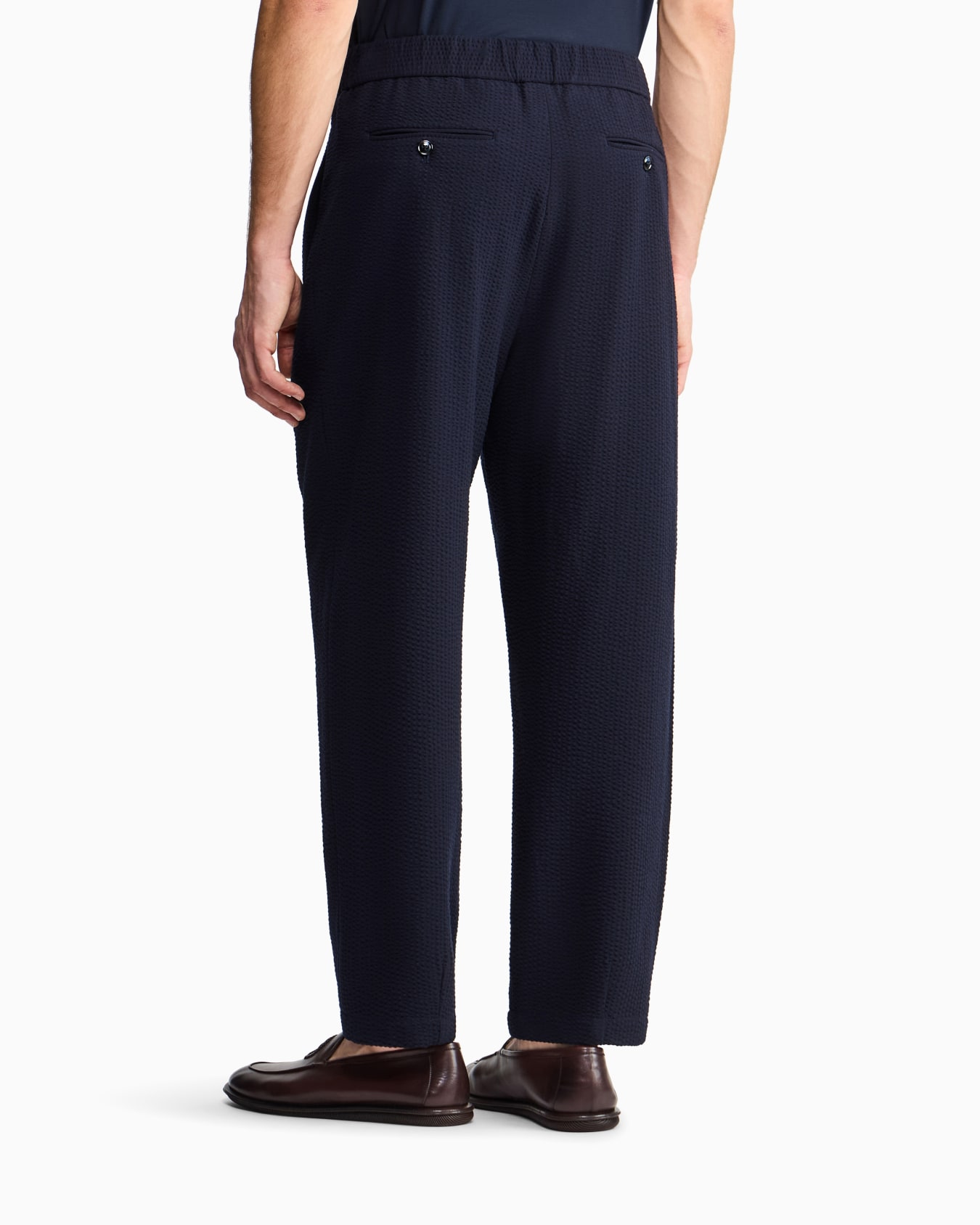 Pantalon à une pince en laine vierge et cachemire seersucker Diapositive 6