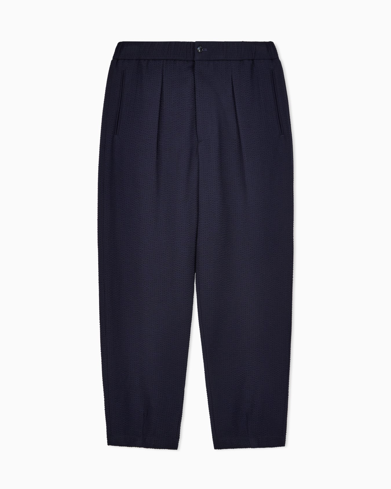 Pantalon à une pince en laine vierge et cachemire seersucker Diapositive 0