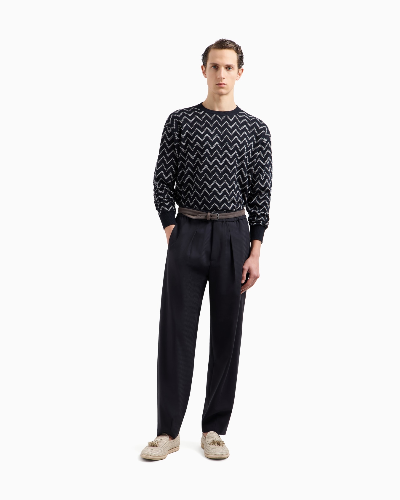 Single-dart, wool-canvas trousers Slide 1