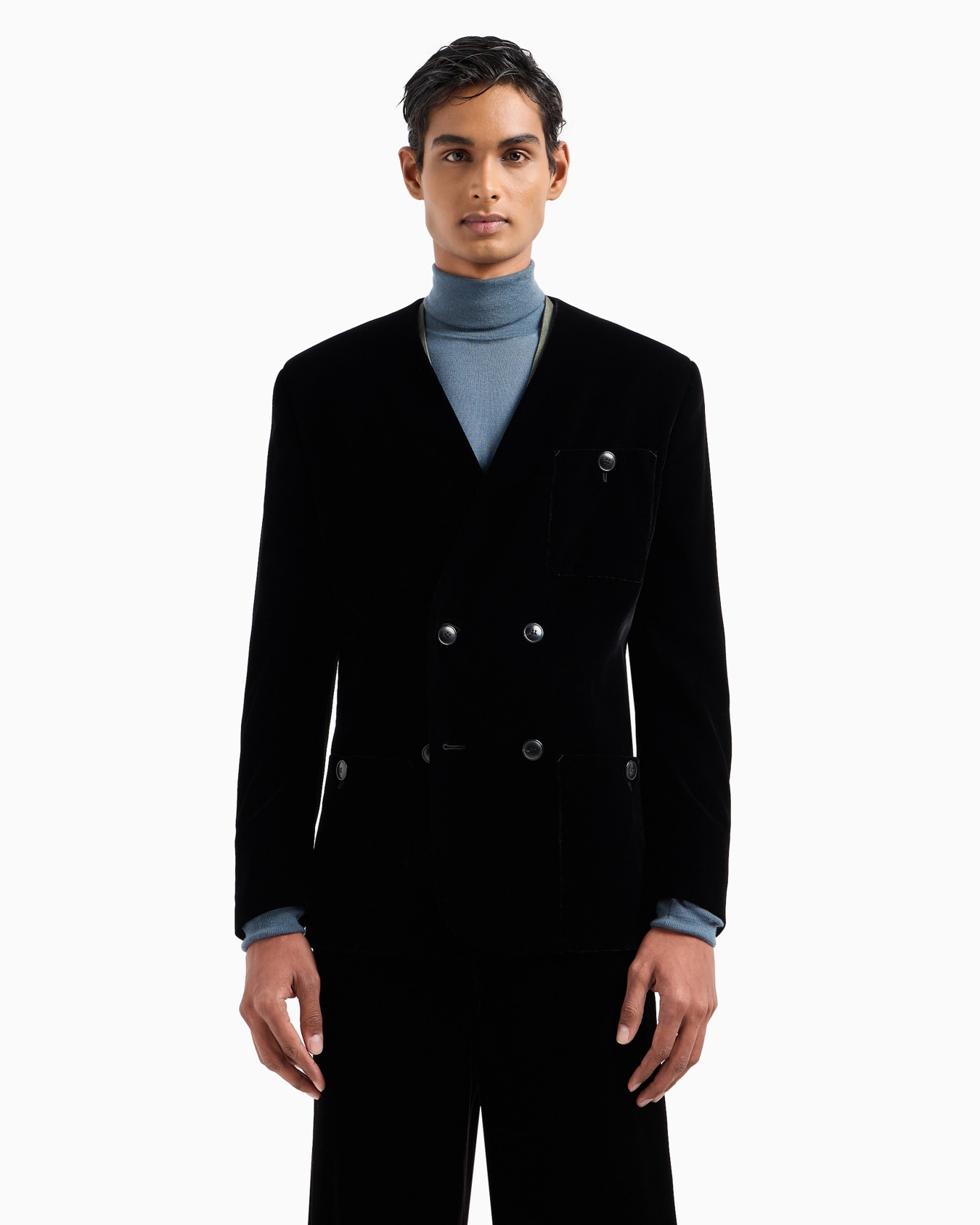 Double-breasted velvet jacket Slide 1