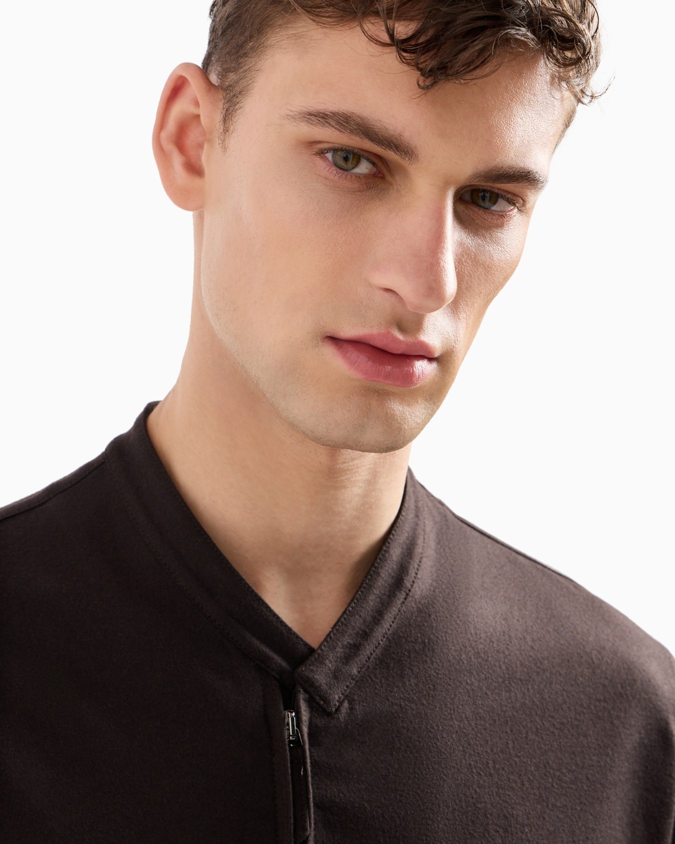 Veste chemise en drap de cachemire avec fermeture zippée Diapositive 4