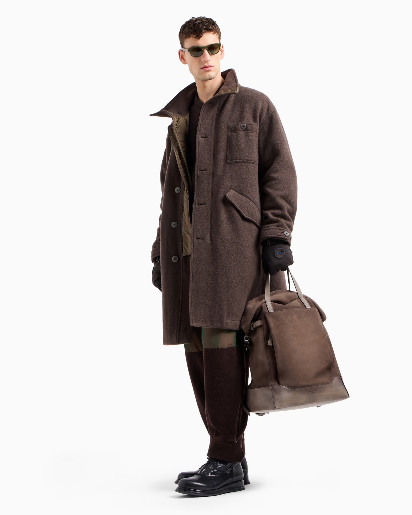 Veste chemise en drap de cachemire avec fermeture zippée Diapositive 3